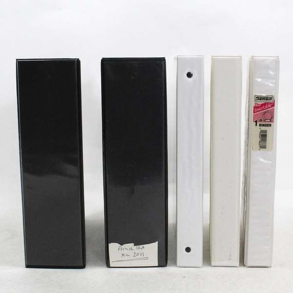 Lot of 5 Black and White 3-Ring Binders 3" and 1" School Office Supplies