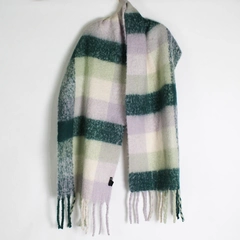 Steve Madden Women's Green and Purple Checkered Scarf One Size