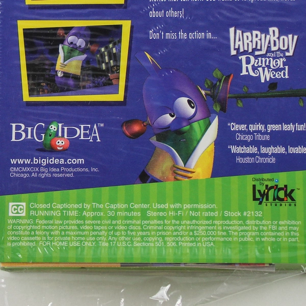 Veggie Tales Larryboy the Rumor Weed VHS Movie Good Condition Untested