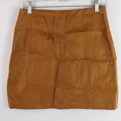 ShineStar Women's Brown Faux Leather Zip Mini Pencil Skirt Size M - Chic Style
