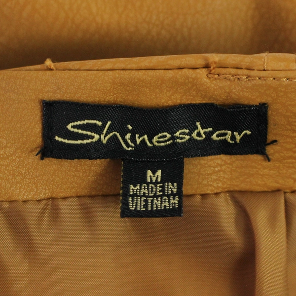 ShineStar Women's Brown Faux Leather Zip Mini Pencil Skirt Size M - Chic Style