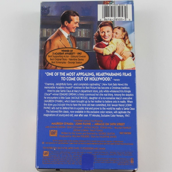 Miracle on 34th Street VHS 1993 Holiday Classic Color 20th Century Fox, Good