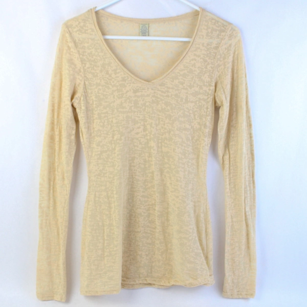 K-V Collections Sheer Beige Long-Sleeved Shirt Women's Size Large