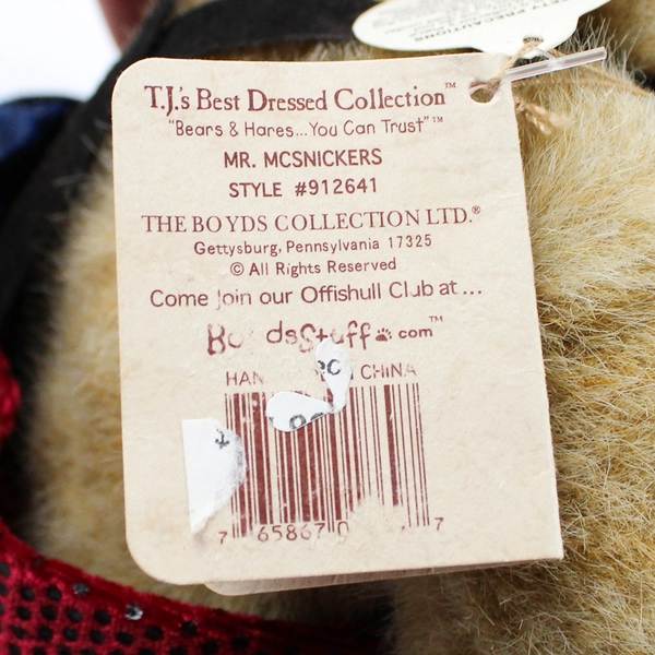 1992 Boyd's Bears Mr. McSnickers 14" Plush Teddy w/ Tags