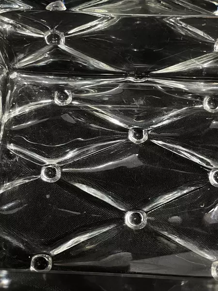 Heavy Walled Rectangle Crystal Trinket Bowl Dish with Quilt Pattern