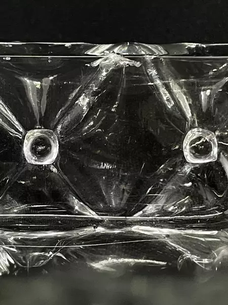 Heavy Walled Rectangle Crystal Trinket Bowl Dish with Quilt Pattern