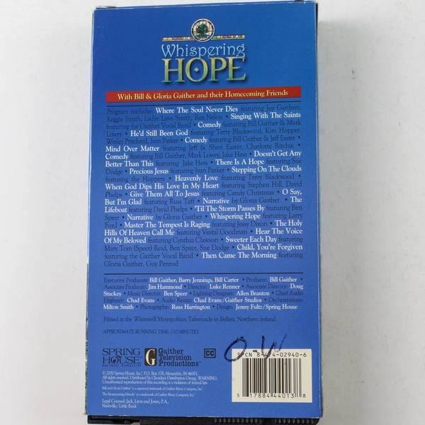 Whispering Hope VHS 2000 Bill & Gloria Gaither Gospel Music Homecoming