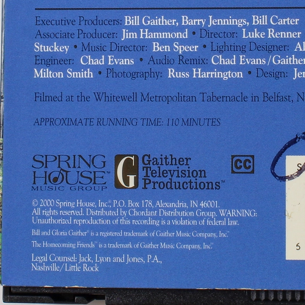 Whispering Hope VHS 2000 Bill & Gloria Gaither Gospel Music Homecoming