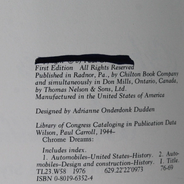 Chrome Dreams by Paul C. Wilson Chilton Book Hardcover