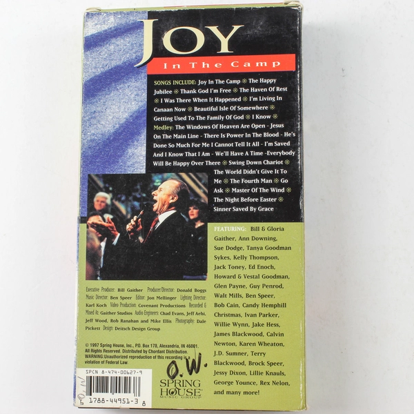 Bill Gaither Joy In The Camp VHS 1997 Gospel Music Pre-Owned Good Condition