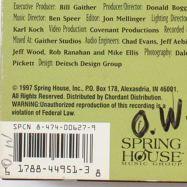 Bill Gaither Joy In The Camp VHS 1997 Gospel Music Pre-Owned Good Condition