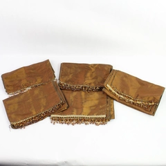 Lot of 5 Brown Metallic Women's Scarves Beaded Fringe 45"x10" Pre-owned