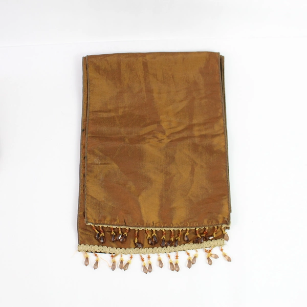 Lot of 5 Brown Metallic Women's Scarves Beaded Fringe 45"x10" Pre-owned