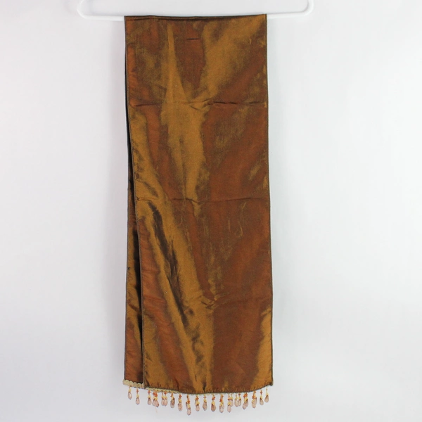 Lot of 5 Brown Metallic Women's Scarves Beaded Fringe 45"x10" Pre-owned