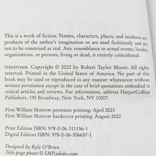 Fire Storm by Taylor Moore 2023 A Garrett Kohl Novel Paperback