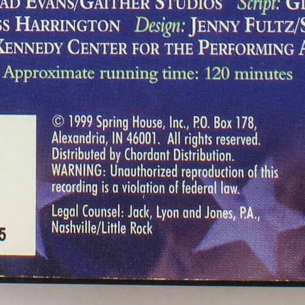 Gaither Gospel Series Kennedy Center Homecoming VHS 1999 2-Tape Set