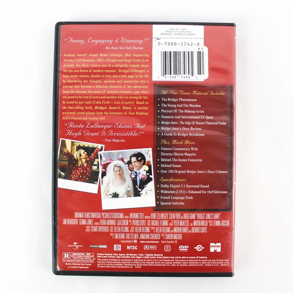 Bridget Jones's Diary DVD 2001 Hugh Grant Colin Firth Renee Zellweger