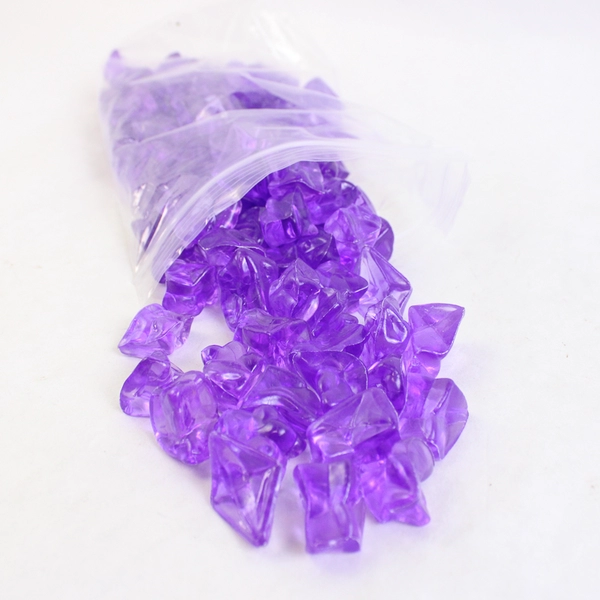 Lot Of 127 Plastic Stones Pebbles Abstract Shaped Bright Purple Decor Prop