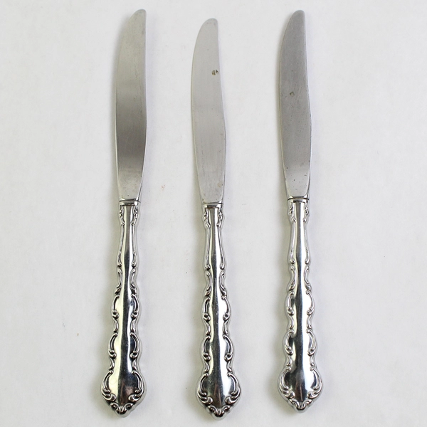 Lot of 3 Oneida Mozart 9" Hollow Dinner Knives Stainless Steel