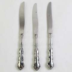 Lot of 3 Oneida Mozart 9" Hollow Dinner Knives Stainless Steel