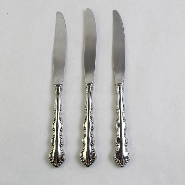 Lot of 3 Oneida Mozart 9" Hollow Dinner Knives Stainless Steel