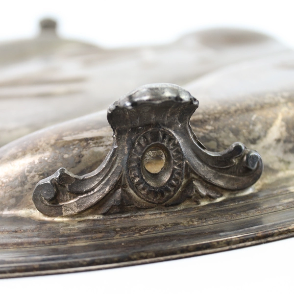 Vintage Tree Of Life Silver on Copper Footed Meat Platter Tray 18"