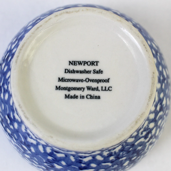 Lot of 4 Vintage Blue Stoneware Newport Bowls & Plates Good Condition