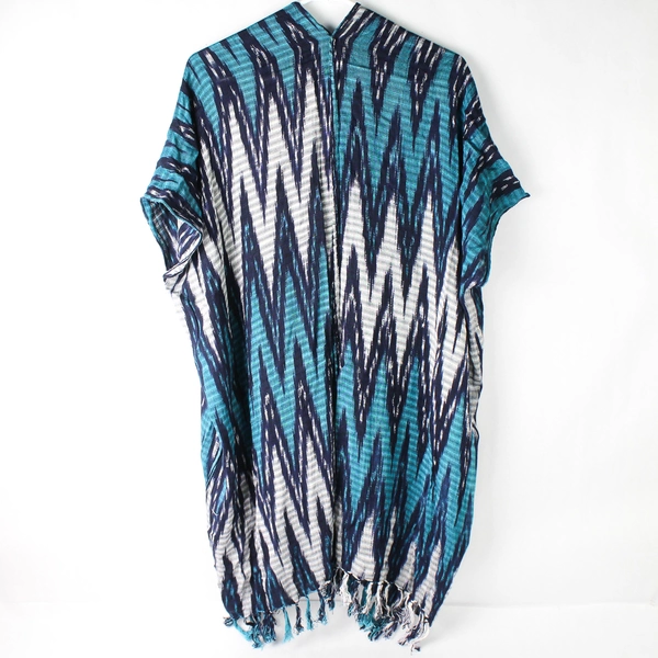 Women's Unbranded Navy Blue Teal and White Woven Shawl One Size