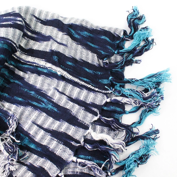 Women's Unbranded Navy Blue Teal and White Woven Shawl One Size
