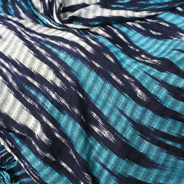 Women's Unbranded Navy Blue Teal and White Woven Shawl One Size
