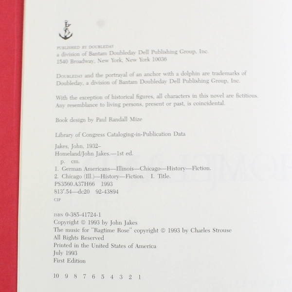 Homeland by John Jakes 1993 Hardcover First Edition No Dust Jacket