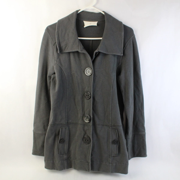 Neon Buddha Gray Cotton Large Buttons Jacket Women's Small 2000s