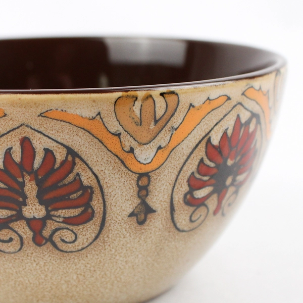 Pier 1 Imports Myra Hand Painted Stoneware Cereal Bowl Flowers And Scrolls