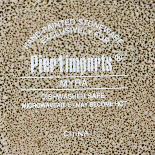 Pier 1 Imports Myra Hand Painted Stoneware Cereal Bowl Flowers And Scrolls