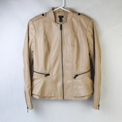 G.I.L.I. Women's Size 4 Nude Faux Leather Full Zip Jacket with Purse Snaps