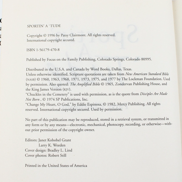 Sportin' A 'Tude by Patsy Clairmont 1996 Hardcover Book with Dust Jacket