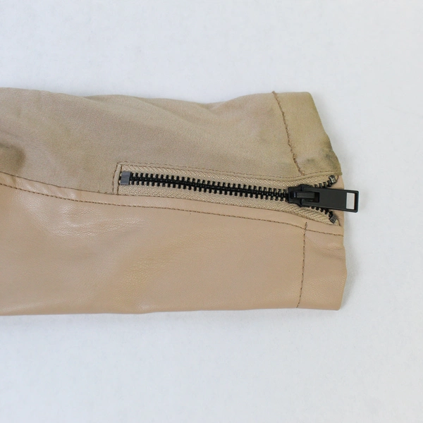 G.I.L.I. Women's Size 4 Nude Faux Leather Full Zip Jacket with Purse Snaps