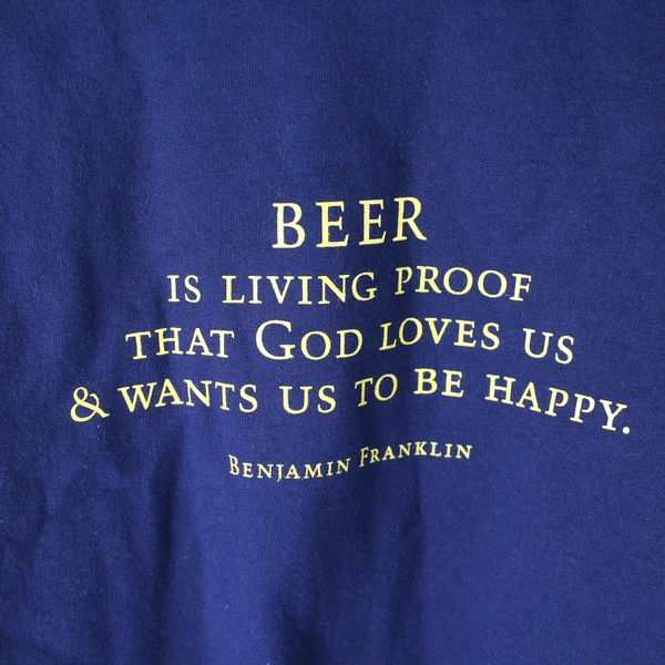 Gildan Sweatshirt Men's Size Medium Navy Blue Benjamin Franklin Beer Quote
