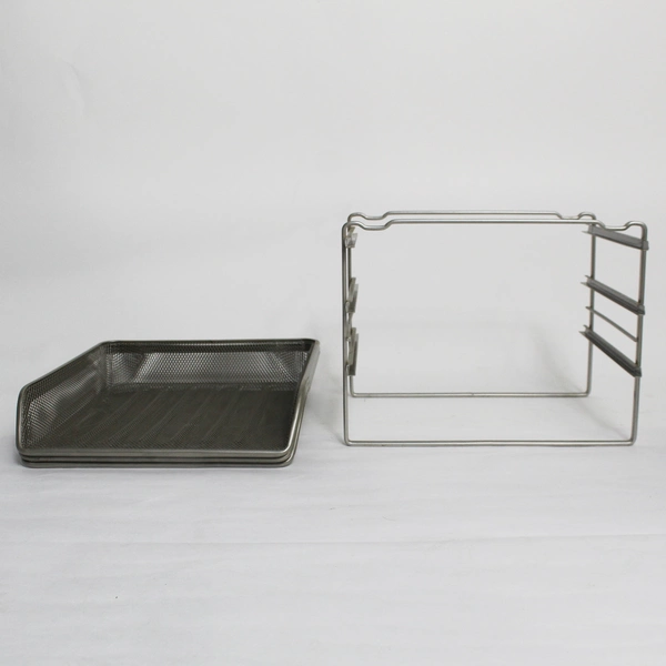 3 Silver Gray Wire Mesh Desk Organizers File Sorter & Pull Out Baskets