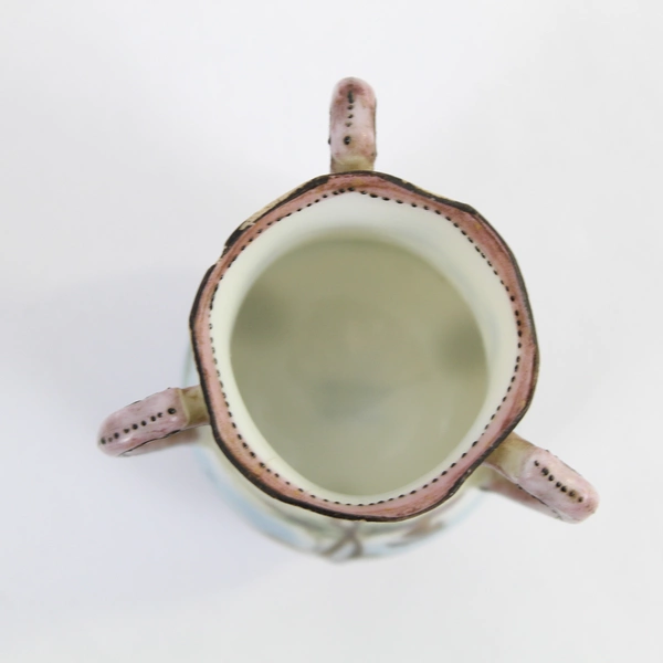 Vtg Hand Painted S&K Nippon 3-Handled Loving Cup, Chip & Cracks, Collectible