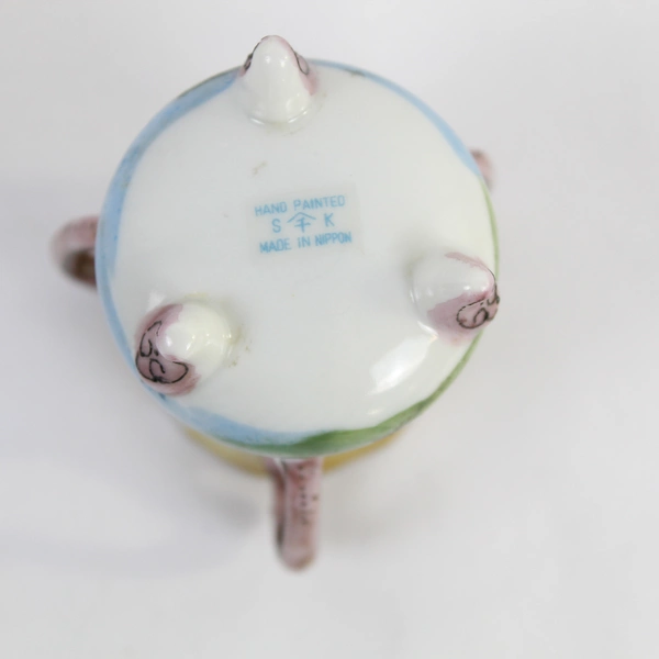 Vtg Hand Painted S&K Nippon 3-Handled Loving Cup, Chip & Cracks, Collectible