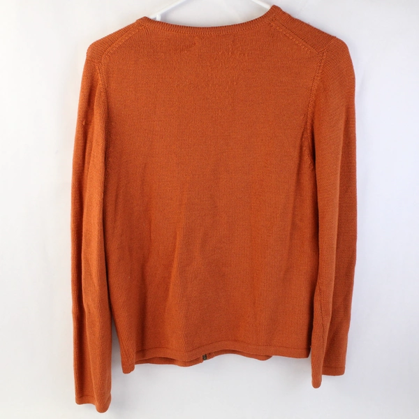 Chaska Full Zip Orange Cardigan Sweater 100% Llama Knit Women's Size Large