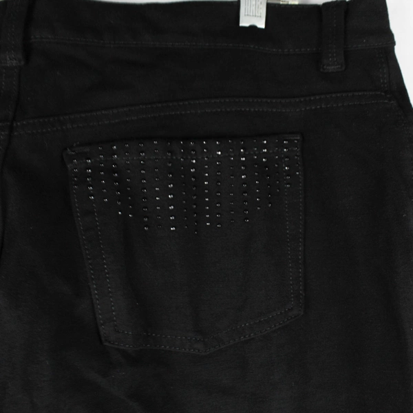 Gloria Vanderbilt Women's Size 12 Black Rhinestone Pocket Pants - Good Condition