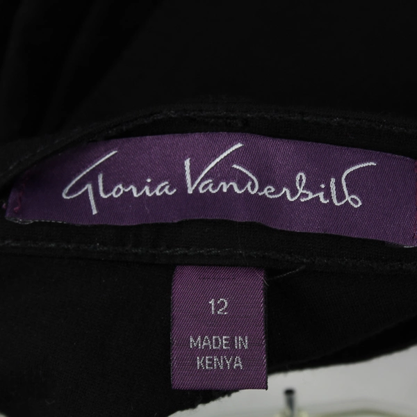 Gloria Vanderbilt Women's Size 12 Black Rhinestone Pocket Pants - Good Condition