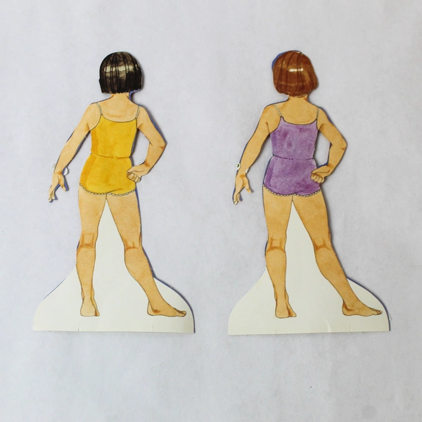 Vintage Russian Paper Dress Up Dolls Set - 2 Dolls, 13 Dresses, 6 Accessories