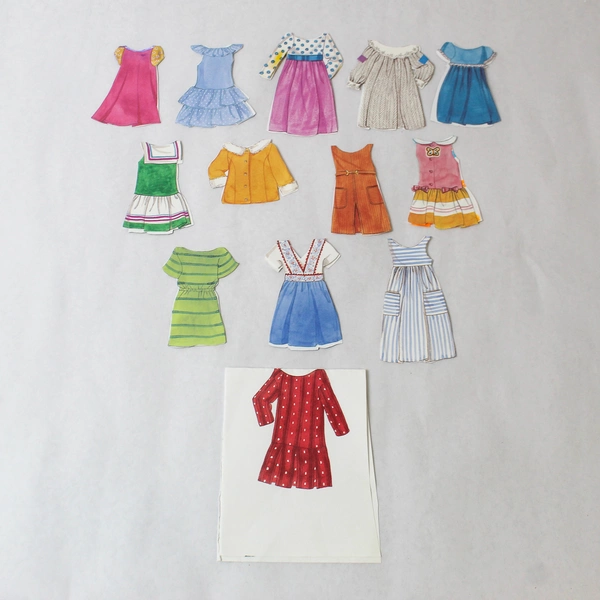 Vintage Russian Paper Dress Up Dolls Set - 2 Dolls, 13 Dresses, 6 Accessories