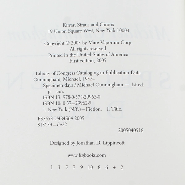 Michael Cunningham Specimen Days 2005 Hardcover Novel Good Condition