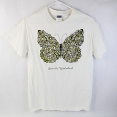 Gildan White Short Sleeve T-Shirt Butterfly Wonderland Design Size S 100% Cotton