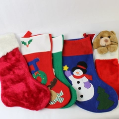 Lot of 5 Festive Christmas Stockings - Santa, Snowman, Reindeer Designs