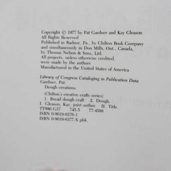 Dough Creations Food to Folk Art Book by Pat Gardner & Kay Gleason 1977 Vintage